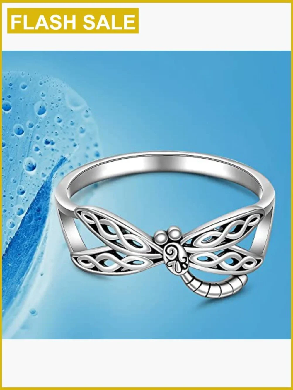 Dragonfly Ring Sterling Silver Thumb Ring Celtic Knot Jewelry for Women Size 7